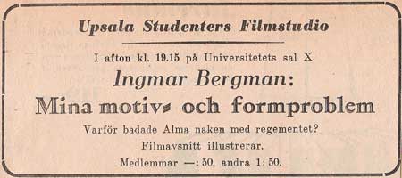 Bergman i Uppsala 1954